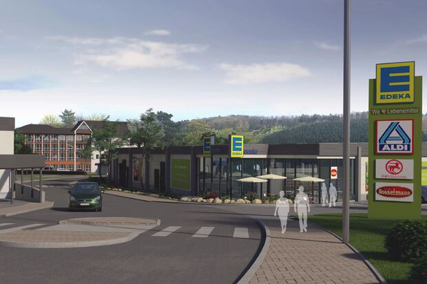 Entwurfsansicht des neuen E-Centers an der Christian-Liebrecht-Straße in Wickede