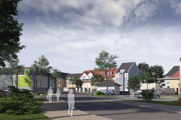 Entwurfsansicht des neuen E-Centers an der Christian-Liebrecht-Straße in Wickede