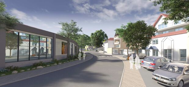 Entwurfsansicht des neuen E-Centers an der Christian-Liebrecht-Straße in Wickede