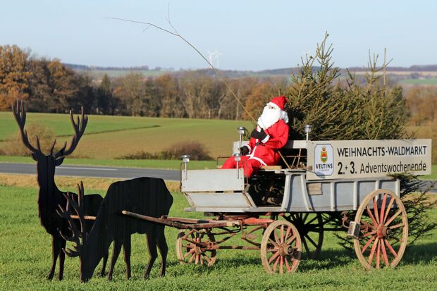 Originelle Werbung für den Weihnachtsmarkt an der Straße zwischen Wimbern und Voßwinkel FOTO: ANDREAS DUNKER